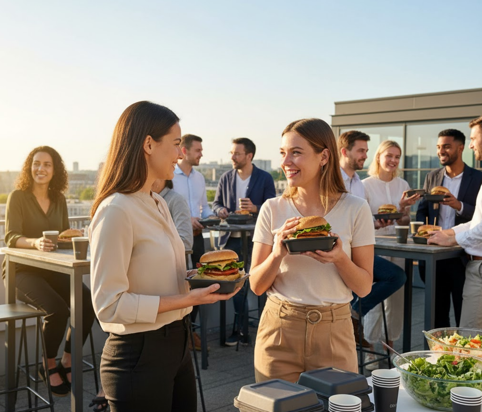 Catering mit Mehrwegschalen und Mehrwegbechern